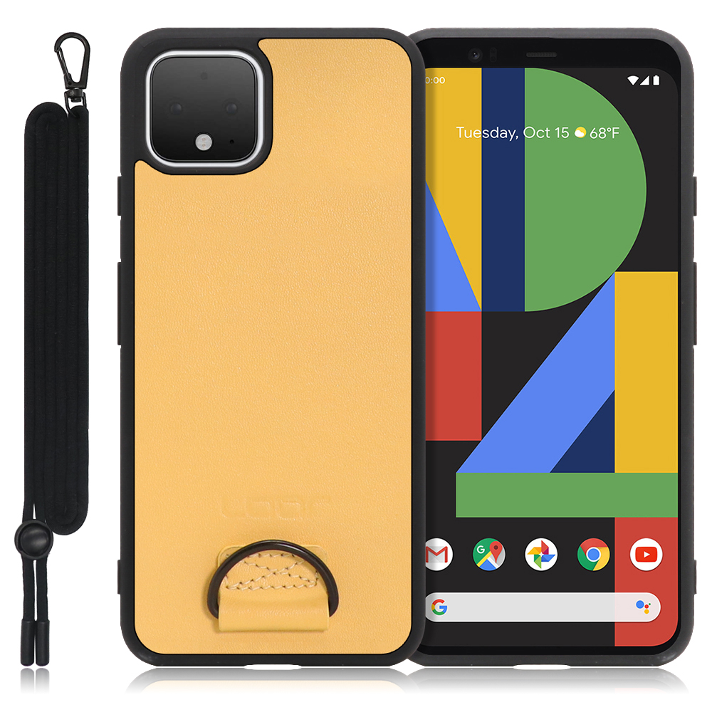 Looco Official Shop Loof Strap Shell Google Pixel 4用 イエローベージュ カバー スマホケース 軽い 薄い ハードケース ストラップホール シンプル レディース メンズ 首掛けストラップ ネックストラップ 取り外し式 取り外し可能 首かけ 観戦 耐衝撃 落下防止 かわいい