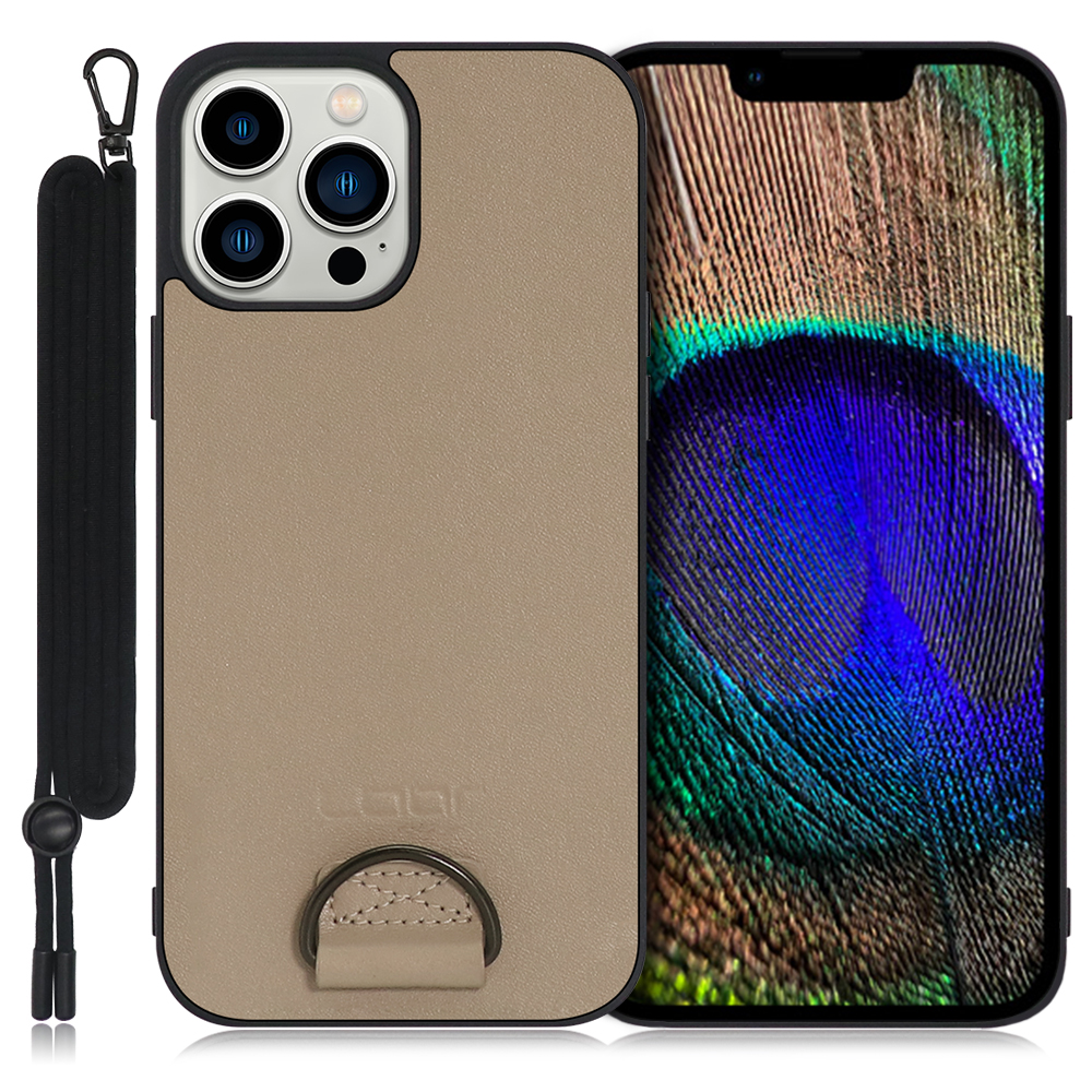 LOOF STRAP-SHELL Series iPhone 13 Pro Max 用 [ラテブラウン] カバー スマホケース 軽い 薄い  ハードケース ストラップホール シンプル レディース メンズ 首掛けストラップ ネックストラップ 取り外し式 取り外し可能 首かけ 観戦 耐衝撃  落下防止 
