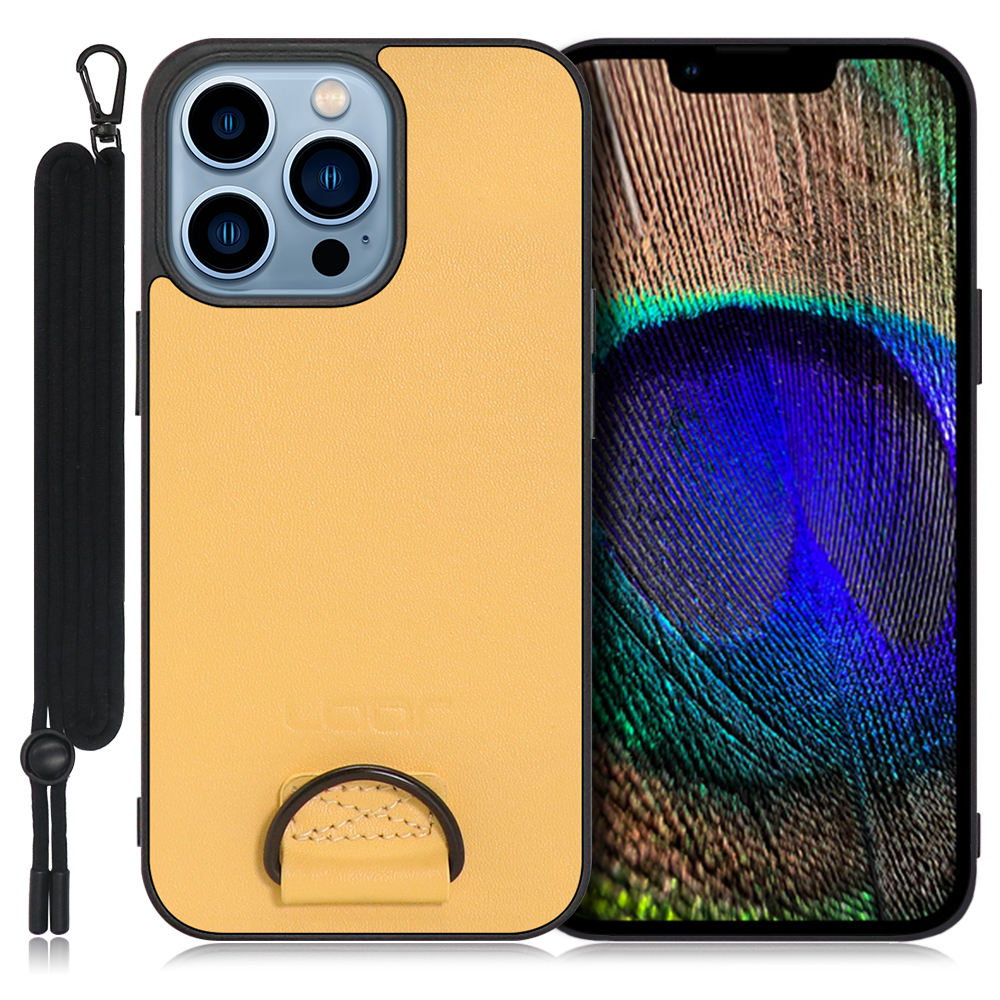 Looco Official Shop Loof Strap Shell Iphone 13 Pro用 イエローベージュ カバー スマホケース 軽い 薄い ハードケース ストラップホール シンプル レディース メンズ 首掛けストラップ ネックストラップ 取り外し式 取り外し可能 首かけ 観戦 耐衝撃 落下防止 かわいい