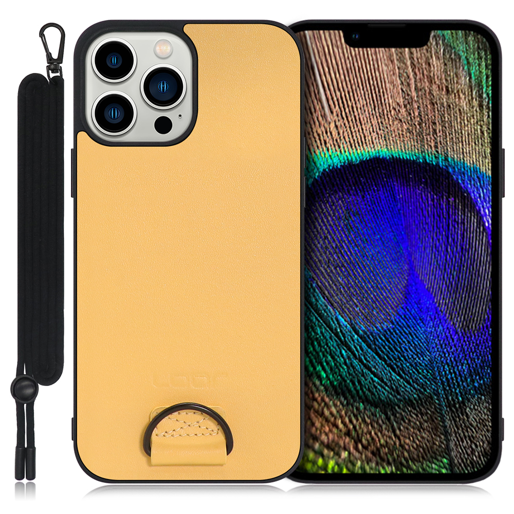 Looco Official Shop Loof Strap Shell Iphone 13 Pro Max用 イエローベージュ カバー スマホケース 軽い 薄い ハードケース ストラップホール シンプル レディース メンズ 首掛けストラップ ネックストラップ 取り外し式 取り外し可能 首かけ 観戦 耐衝撃 落下防止