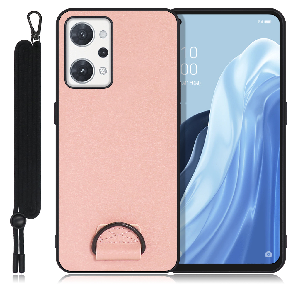 LOOF STRAP-SHELL Series OPPO Reno7 A OPG04 Reno7A 用 [ダスティローズ] 背面 ケース カバー スマホケース 軽い 薄い ハードケース ストラップホール シンプル レディース メンズ 首掛けストラップ ネックストラップ 取り外し式 取り外し可能 首かけ 観戦 耐衝撃 落下防止 かわいい