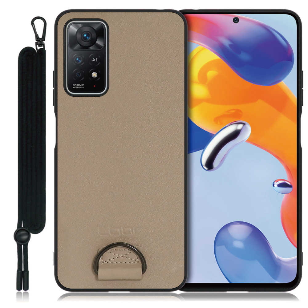 LOOF STRAP-SHELL Series Xiaomi Redmi Note 11 Pro 5G 用 [ラテブラウン] カバー スマホケース 軽い 薄い ハードケース ストラップホール シンプル レディース メンズ 首掛けストラップ ネックストラップ 取り外し式 取り外し可能 首かけ 観戦 耐衝撃 落下防止 かわいい