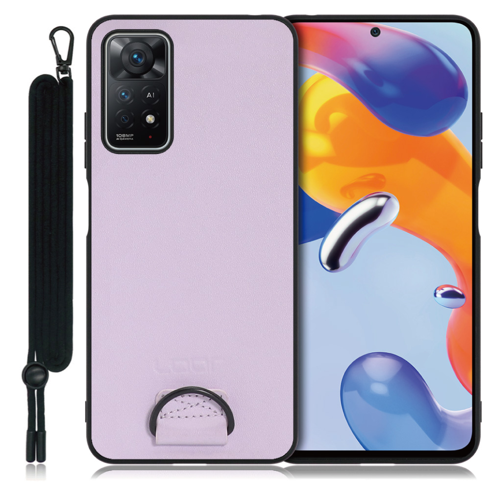 LOOF STRAP-SHELL Series Xiaomi Redmi Note 11 Pro 5G 用 [ラベンダーパープル] カバー スマホケース 軽い 薄い ハードケース ストラップホール シンプル レディース メンズ 首掛けストラップ ネックストラップ 取り外し式 取り外し可能 首かけ 観戦 耐衝撃 落下防止 かわいい