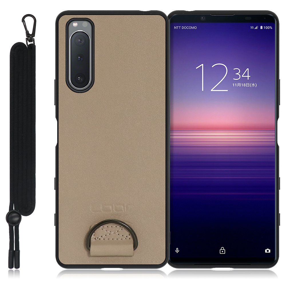 Looco Official Shop Loof Strap Shell Xperia 5 So 52a Sog02 A002so用 ラテブラウン カバー スマホケース 軽い 薄い ハードケース ストラップホール シンプル レディース メンズ 首掛けストラップ ネックストラップ 取り外し式 取り外し可能 首かけ 観戦 耐