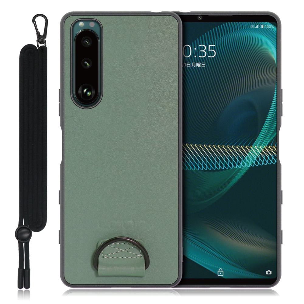 LOOF STRAP-SHELL Series Xperia 5 III / SO-53B / SOG05 / XQ-BQ42 用  [ホーリーグリーン] カバー スマホケース 軽い 薄い ハードケース ストラップホール シンプル レディース メンズ 首掛けストラップ  ネックストラップ 取り外し式