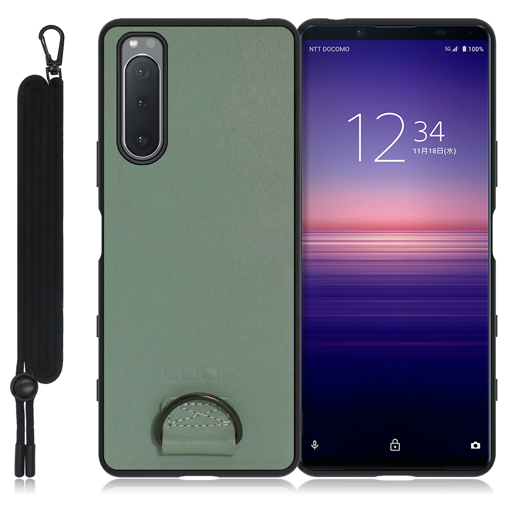 Looco Official Shop Loof Strap Shell Xperia 5 So 52a Sog02 A002so用 ホーリーグリーン カバー スマホケース 軽い 薄い ハードケース ストラップホール シンプル レディース メンズ 首掛けストラップ ネックストラップ 取り外し式 取り外し可能 首かけ