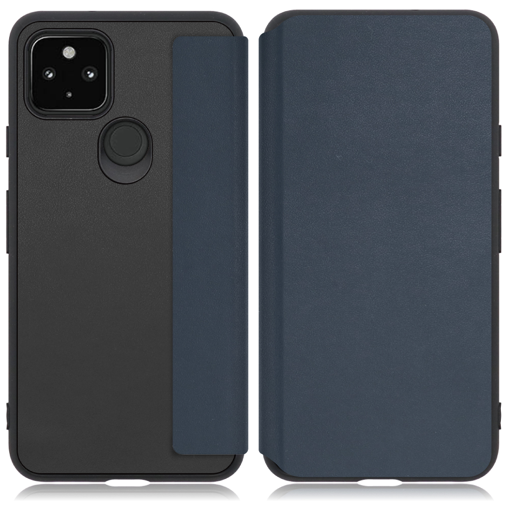 LOOF SLIM-FIT Series Google Pixel 5 用 [ダークネイビー] 手帳型ケース 携帯ケース 背面 ケース カバー ハードケース 背面カバー ストラップホール ブランド 人気 マグネット無し 薄い 軽い カード収納 撥水加工 コンパクト シンプル レディース メンズ