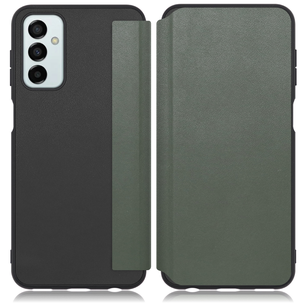 LOOF SLIM-FIT Series Galaxy M23 5G 用 [エバーグリーン] 手帳型ケース 携帯ケース 背面 ケース カバー ハードケース 背面カバー ストラップホール ブランド 人気 マグネット無し 薄い 軽い カード収納 撥水加工 コンパクト シンプル レディース メンズ
