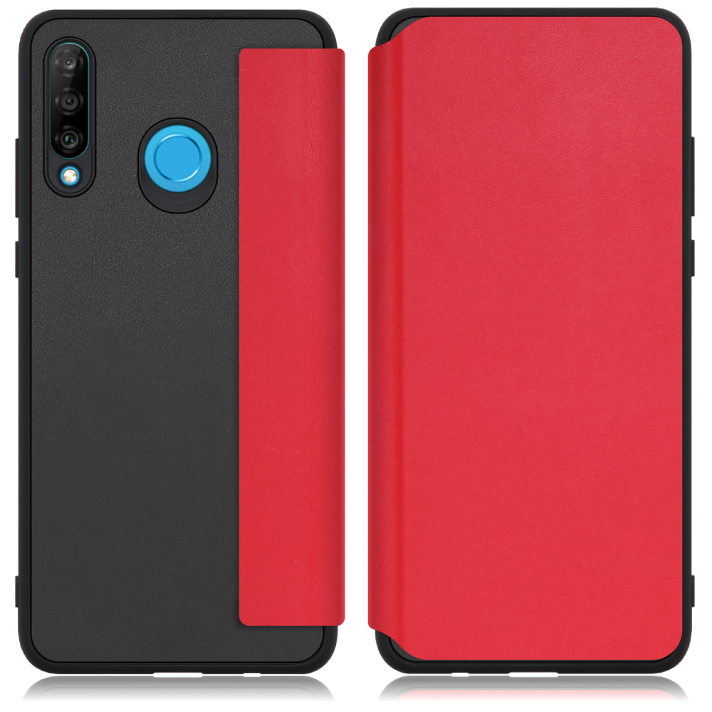 LOOF SLIM-FIT Series HUAWEI P30 lite / lite Premium / HWV33 用 [スカーレット] 手帳型ケース 携帯ケース 背面 ケース カバー ハードケース 背面カバー ストラップホール ブランド 人気 マグネット無し 薄い 軽い カード収納 撥水加工 コンパクト シンプル レディース メンズ