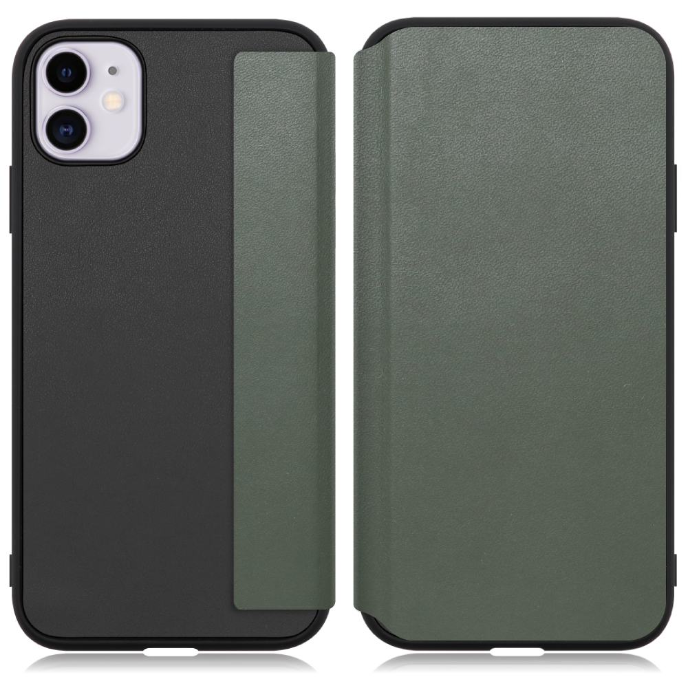 LOOF SLIM-FIT Series iPhone 11 用 [エバーグリーン] 手帳型ケース 携帯ケース 背面 ケース カバー ハードケース 背面カバー ストラップホール ブランド 人気 マグネット無し 薄い 軽い カード収納 撥水加工 コンパクト シンプル レディース メンズ