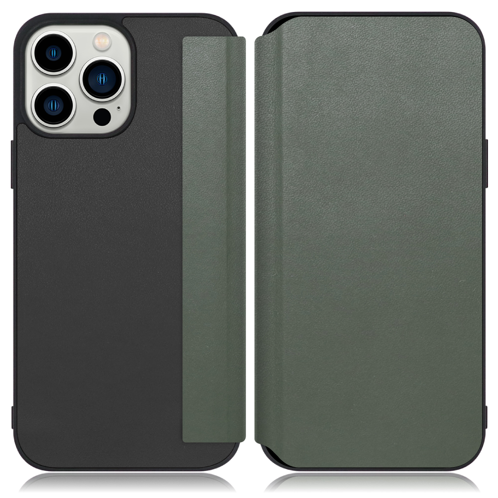 LOOF SLIM-FIT Series iPhone 13 Pro Max 用 [エバーグリーン] 手帳型ケース 携帯ケース 背面 ケース カバー ハードケース 背面カバー ストラップホール ブランド 人気 マグネット無し 薄い 軽い カード収納 撥水加工 コンパクト シンプル レディース メンズ