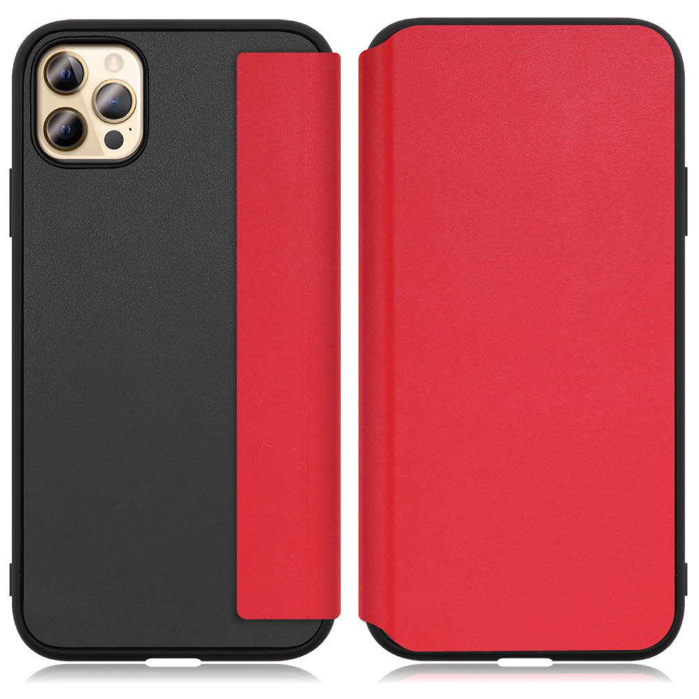 LOOF SLIM-FIT Series iPhone 12 Pro Max 用 [スカーレット] 手帳型ケース 携帯ケース 背面 ケース カバー ハードケース 背面カバー ストラップホール ブランド 人気 マグネット無し 薄い 軽い カード収納 撥水加工 コンパクト シンプル レディース メンズ