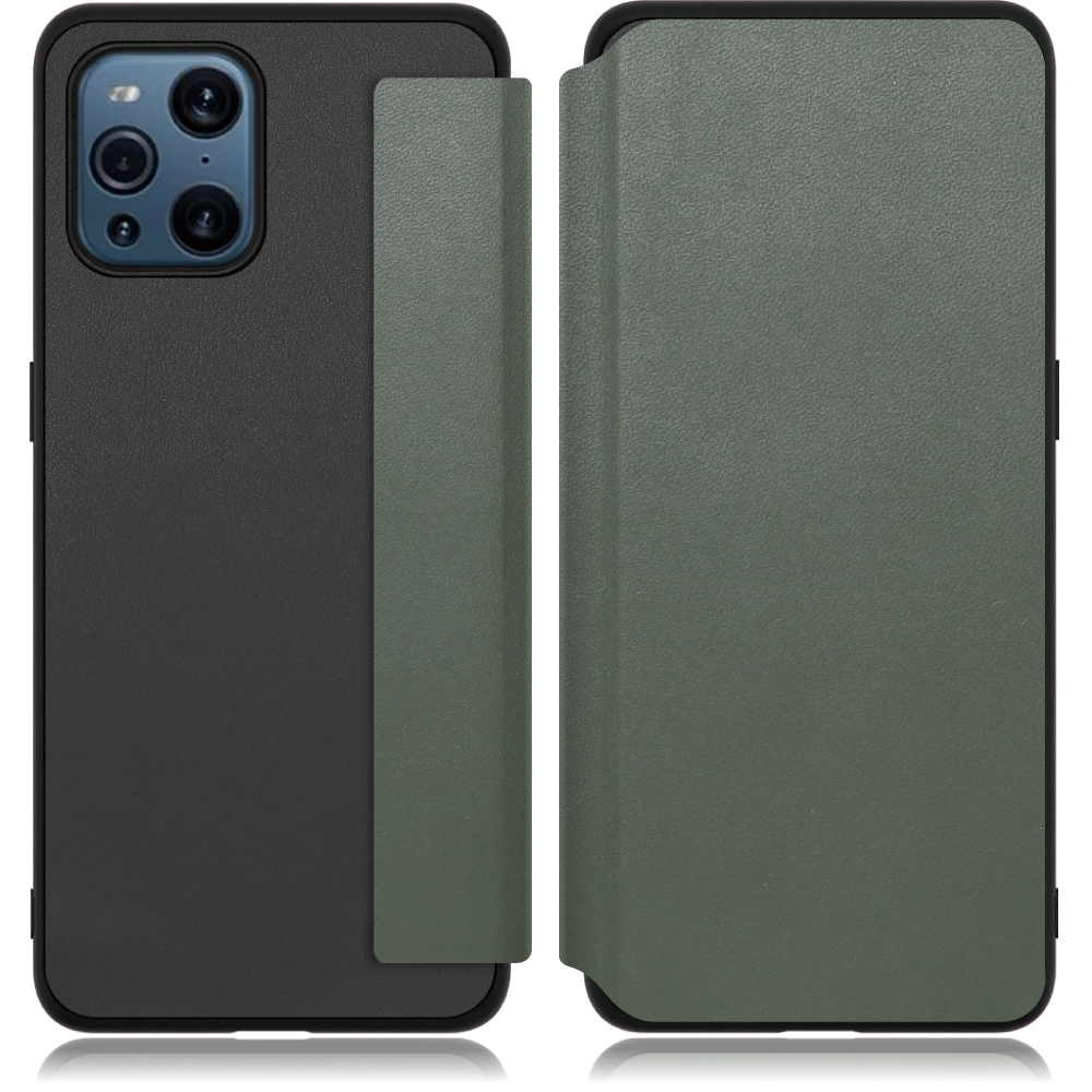 Looco Official Shop Loof Slim Fit Oppo Find X3 Pro用 エバーグリーン 手帳型ケース 携帯ケース 背面 ケース カバー ハードケース 背面カバー ストラップホール ブランド 人気 マグネット無し 薄い 軽い カード収納 撥水加工 コンパクト シンプル レディース メンズ