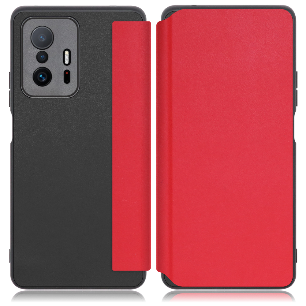 Looco Official Shop Loof Slim Fit Xiaomi 11t 11t Pro 用 スカーレット 手帳型ケース 携帯ケース 背面 ケース カバー ハードケース 背面カバー ストラップホール ブランド 人気 マグネット無し 薄い 軽い カード収納 撥水加工 コンパクト シンプル レディース メンズ