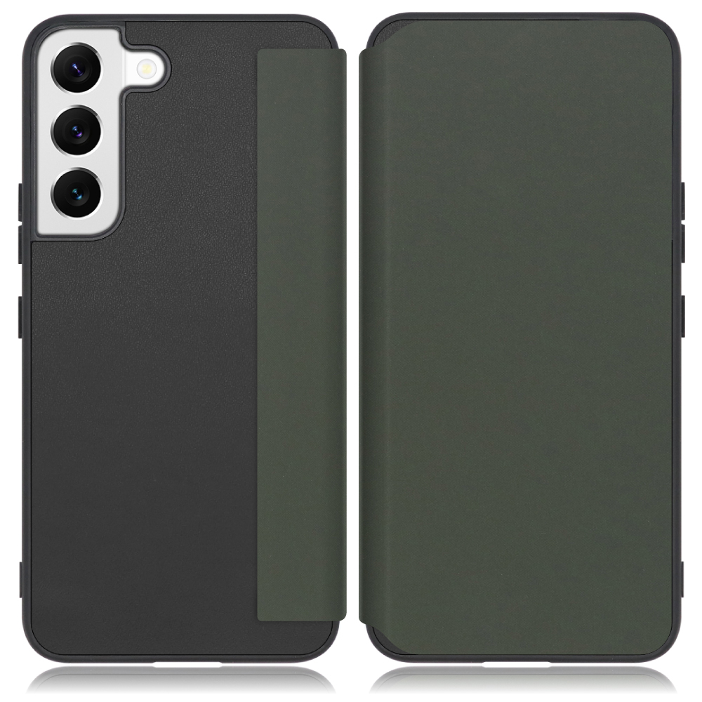 LOOF SKIN-FIT Series Galaxy S22 / SC-51C / SCG13 用 [エバーグリーン] 手帳型ケース 携帯ケース 背面 ケース カバー ハードケース 背面カバー ストラップホール ブランド 人気 マグネット無し 薄い 軽い カード収納 撥水加工 コンパクト シンプル レディース メンズ