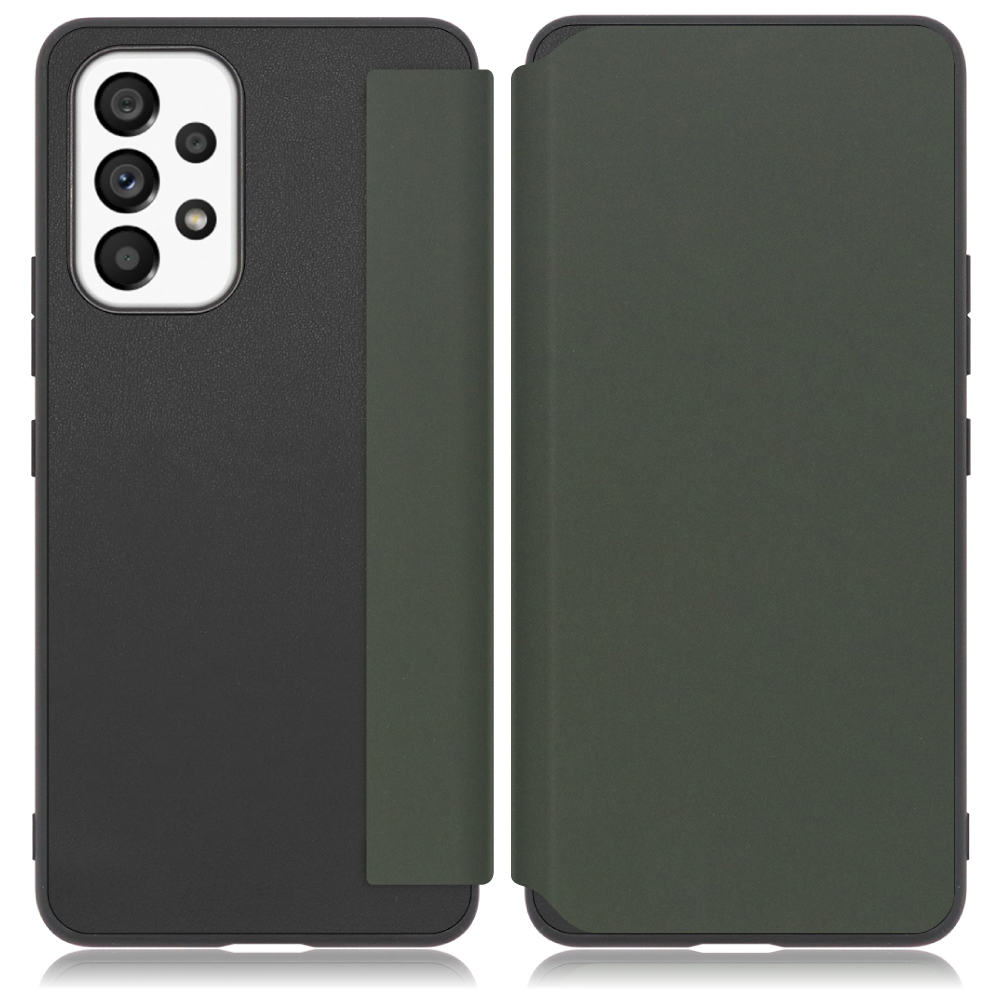 LOOF SKIN-FIT Series Galaxy A53 5G / SCG15 / SC-53C 用 [エバーグリーン] 手帳型ケース 携帯ケース 背面 ケース カバー ハードケース 背面カバー ストラップホール ブランド 人気 マグネット無し 薄い 軽い カード収納 撥水加工 コンパクト シンプル レディース メンズ