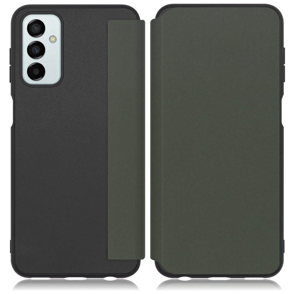 LOOF SKIN-FIT Series Galaxy M23 5G 用 [エバーグリーン] 手帳型ケース 携帯ケース 背面 ケース カバー ハードケース 背面カバー ストラップホール ブランド 人気 マグネット無し 薄い 軽い カード収納 撥水加工 コンパクト シンプル レディース メンズ