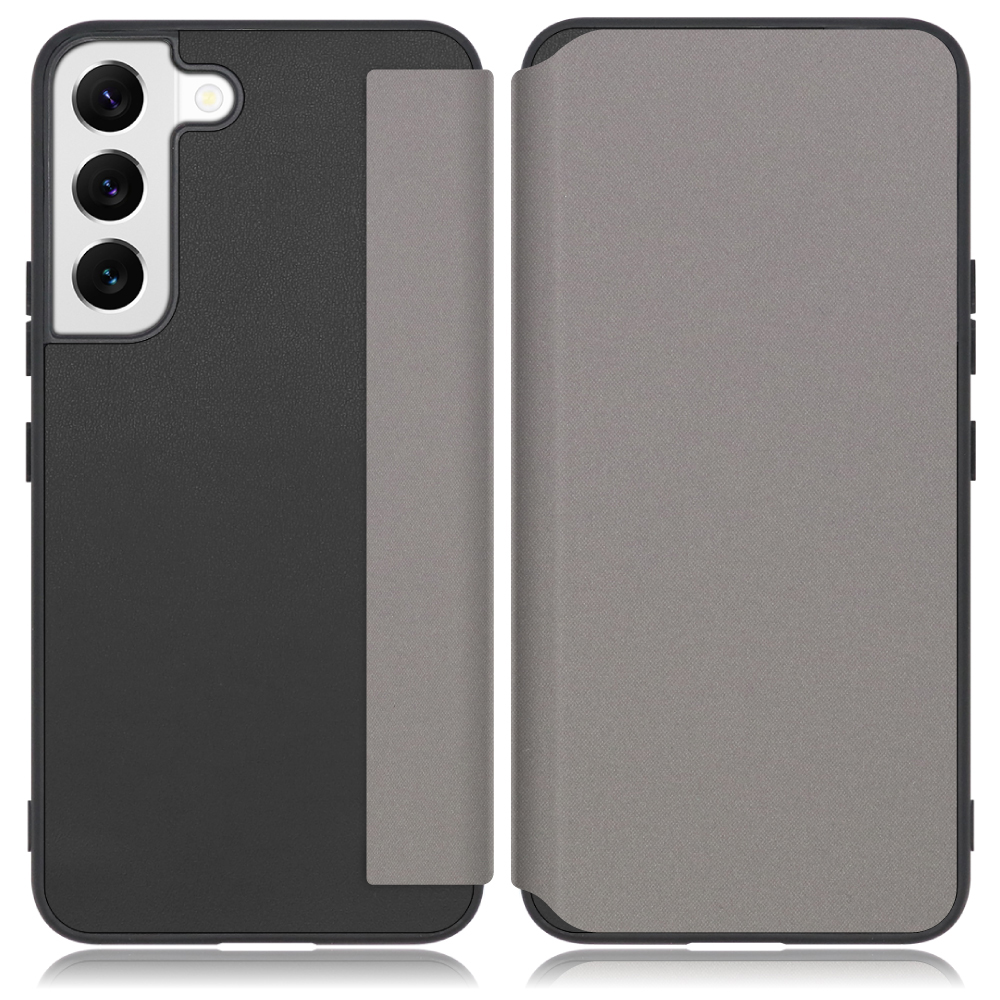 LOOF SKIN-FIT Series Galaxy S22 / SC-51C / SCG13 用 [グレー] 手帳型ケース 携帯ケース 背面 ケース カバー ハードケース 背面カバー ストラップホール ブランド 人気 マグネット無し 薄い 軽い カード収納 撥水加工 コンパクト シンプル レディース メンズ