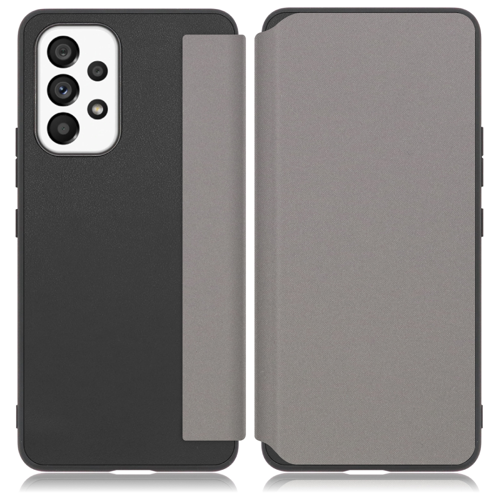 LOOF SKIN-FIT Series Galaxy A53 5G / SCG15 / SC-53C 用 [グレー] 手帳型ケース 携帯ケース 背面 ケース カバー ハードケース 背面カバー ストラップホール ブランド 人気 マグネット無し 薄い 軽い カード収納 撥水加工 コンパクト シンプル レディース メンズ