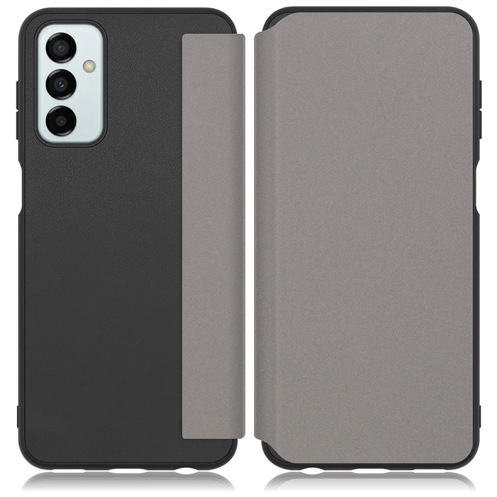 LOOF Skin-Fit Galaxy M23 5G 用 [グレー] 手帳型ケース 携帯ケース 背面 ケース カバー ハードケース 背面カバー ストラップホール ブランド 人気 マグネット無し 薄い 軽い カード収納 撥水加工 コンパクト シンプル レディース メンズ
