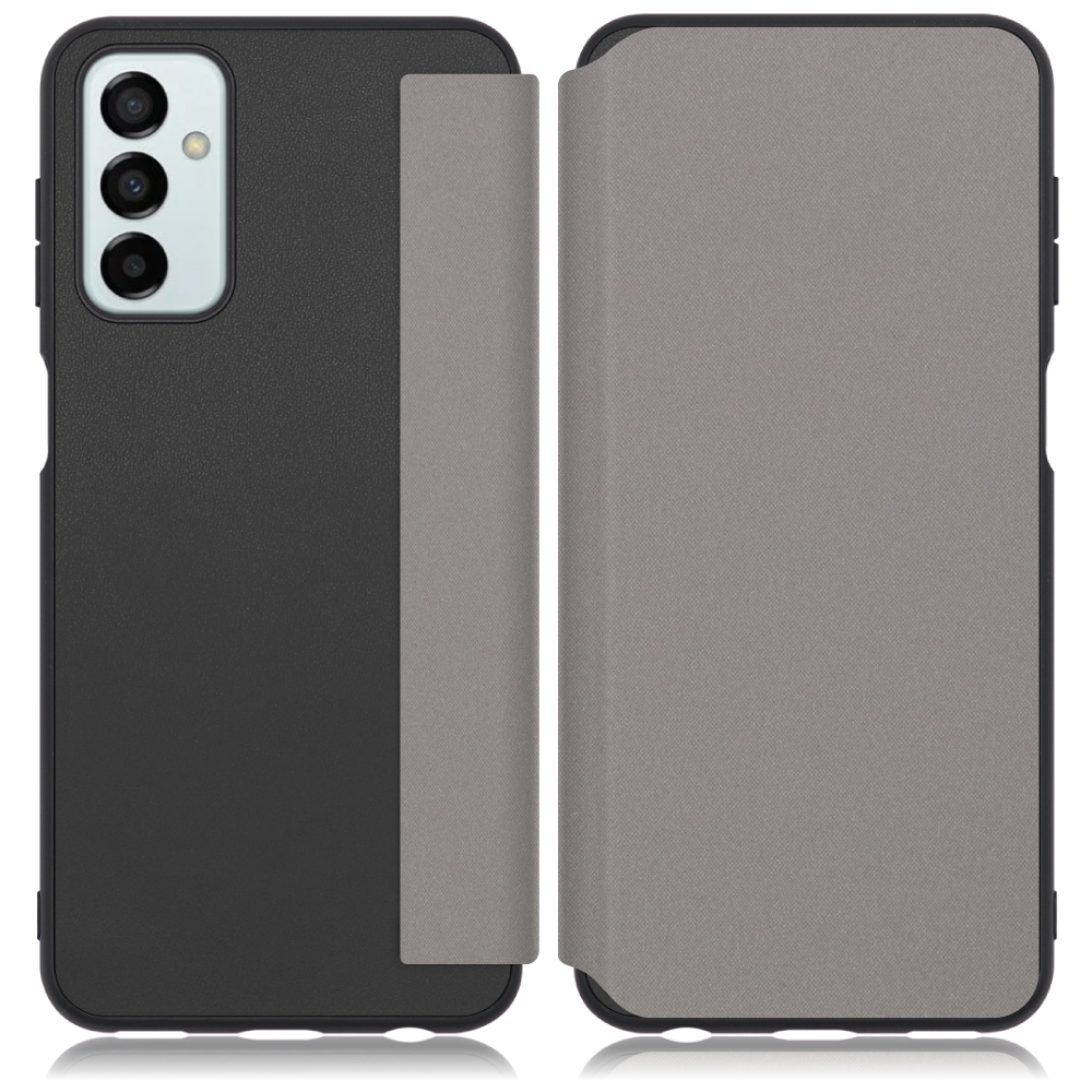 LOOF SKIN-FIT Series Galaxy M23 5G 用 [グレー] 手帳型ケース 携帯ケース 背面 ケース カバー ハードケース 背面カバー ストラップホール ブランド 人気 マグネット無し 薄い 軽い カード収納 撥水加工 コンパクト シンプル レディース メンズ