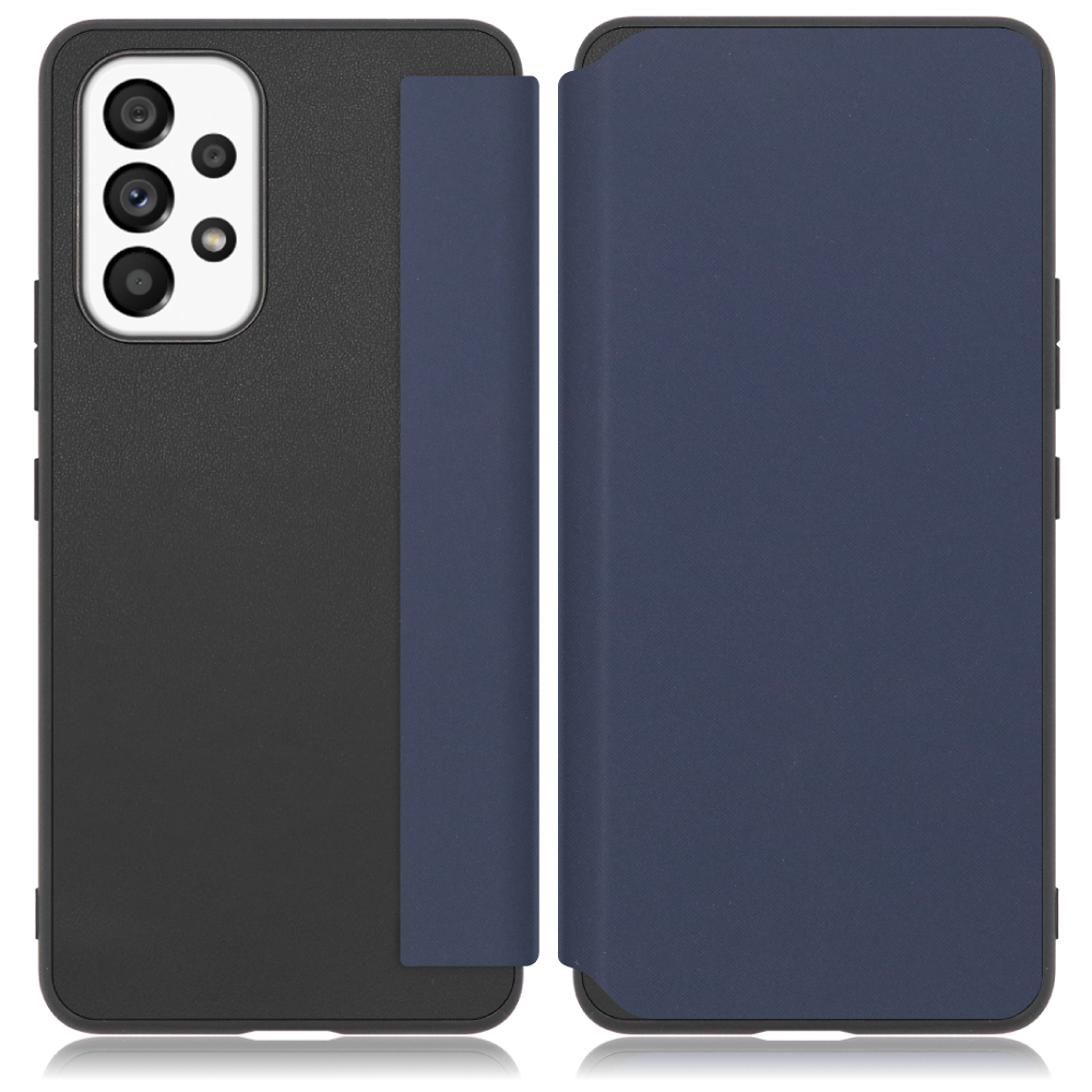 LOOF SKIN-FIT Series Galaxy A53 5G / SCG15 / SC-53C 用 [ネイビー] 手帳型ケース 携帯ケース 背面 ケース カバー ハードケース 背面カバー ストラップホール ブランド 人気 マグネット無し 薄い 軽い カード収納 撥水加工 コンパクト シンプル レディース メンズ