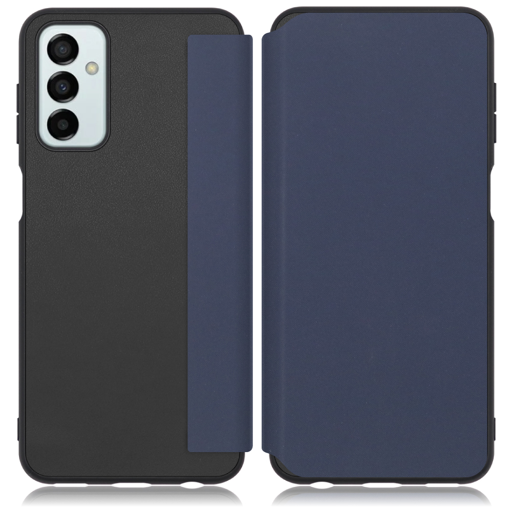 LOOF Skin-Fit Galaxy M23 5G 用 [ネイビー] 手帳型ケース 携帯ケース 背面 ケース カバー ハードケース 背面カバー ストラップホール ブランド 人気 マグネット無し 薄い 軽い カード収納 撥水加工 コンパクト シンプル レディース メンズ