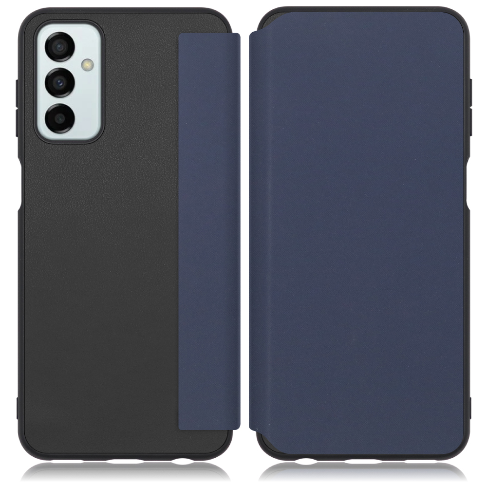 LOOF SKIN-FIT Series Galaxy M23 5G 用 [ネイビー] 手帳型ケース 携帯ケース 背面 ケース カバー ハードケース 背面カバー ストラップホール ブランド 人気 マグネット無し 薄い 軽い カード収納 撥水加工 コンパクト シンプル レディース メンズ