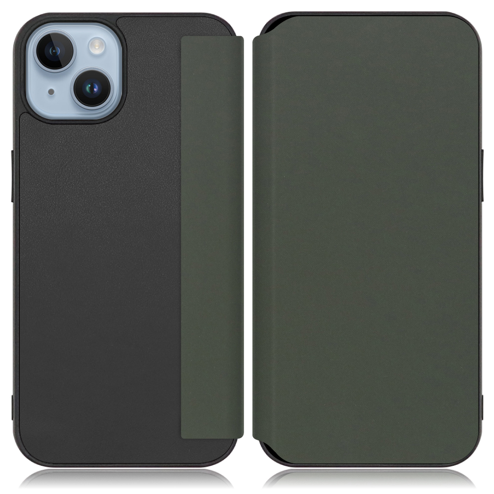 LOOF SKIN-FIT Series iPhone 14 用 [エバーグリーン] 手帳型ケース 携帯ケース 背面 ケース カバー ハードケース 背面カバー ストラップホール ブランド 人気 マグネット無し 薄い 軽い カード収納 撥水加工 コンパクト シンプル レディース メンズ