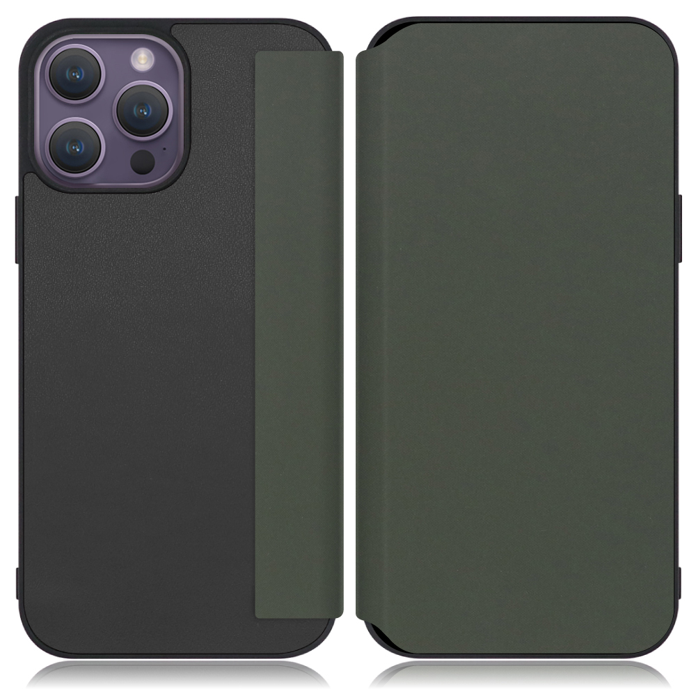 LOOF SKIN-FIT Series iPhone 14 Pro Max 用 [エバーグリーン] 手帳型ケース 携帯ケース 背面 ケース カバー ハードケース 背面カバー ストラップホール ブランド 人気 マグネット無し 薄い 軽い カード収納 撥水加工 コンパクト シンプル レディース メンズ