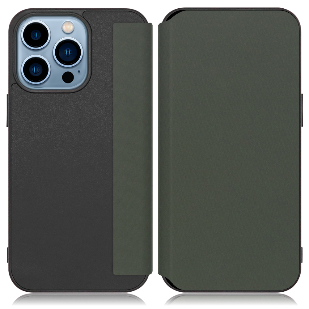 LOOF SKIN-FIT Series iPhone 13 Pro 用 [エバーグリーン] 手帳型ケース 携帯ケース 背面 ケース カバー ハードケース 背面カバー ストラップホール ブランド 人気 マグネット無し 薄い 軽い カード収納 撥水加工 コンパクト シンプル レディース メンズ