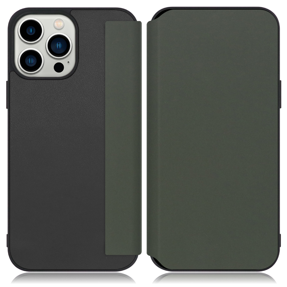 LOOF SKIN-FIT Series iPhone 13 Pro Max 用 [エバーグリーン] 手帳型ケース 携帯ケース 背面 ケース カバー ハードケース 背面カバー ストラップホール ブランド 人気 マグネット無し 薄い 軽い カード収納 撥水加工 コンパクト シンプル レディース メンズ