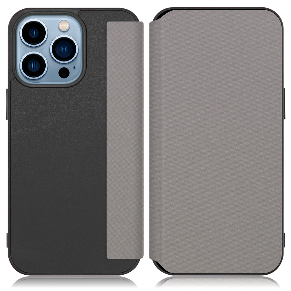 LOOF Skin-Fit iPhone 13 Pro 用 [グレー] 手帳型ケース 携帯ケース 背面 ケース カバー ハードケース 背面カバー ストラップホール ブランド 人気 マグネット無し 薄い 軽い カード収納 撥水加工 コンパクト シンプル レディース メンズ