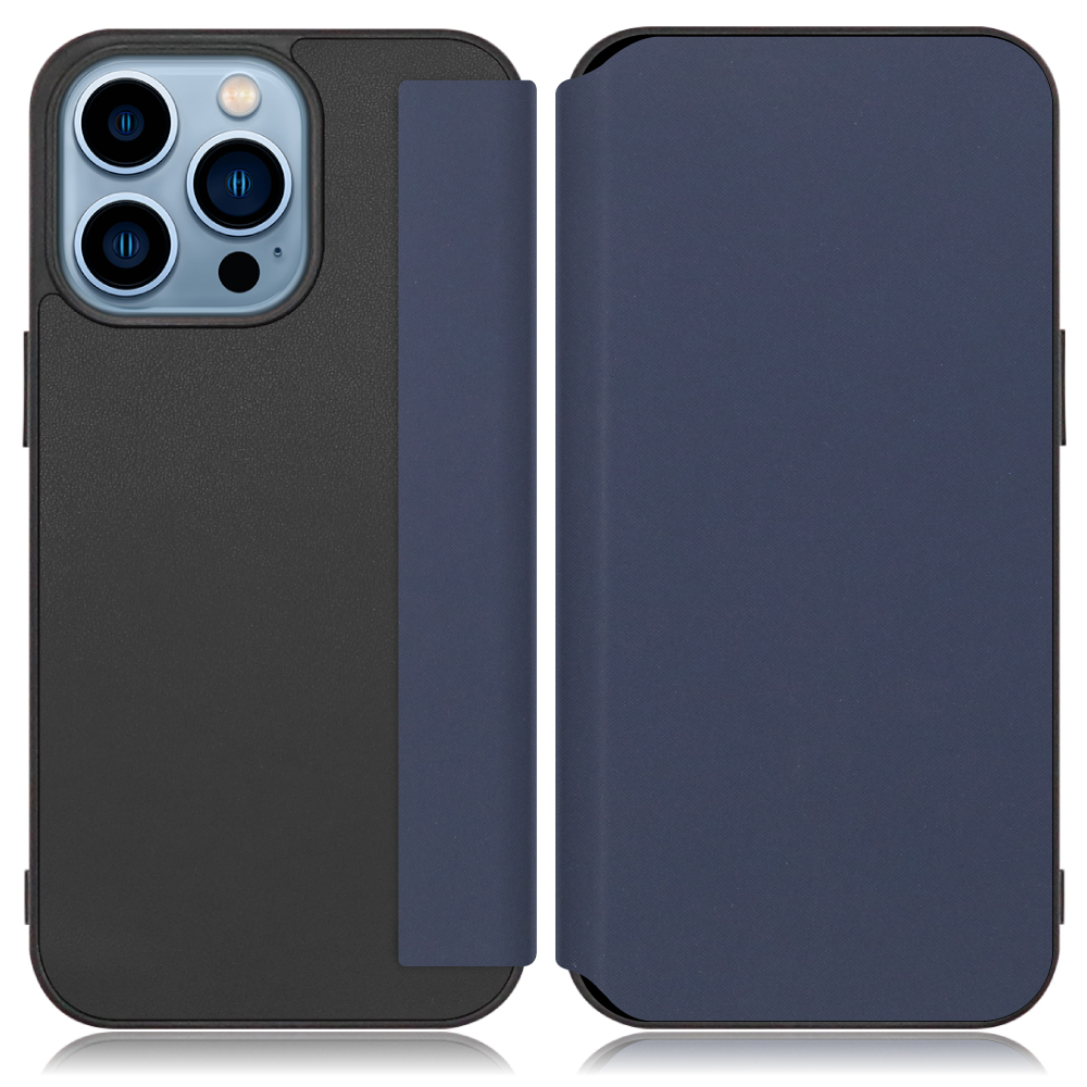 LOOF SKIN-FIT Series iPhone 13 Pro 用 [ネイビー] 手帳型ケース 携帯ケース 背面 ケース カバー ハードケース 背面カバー ストラップホール ブランド 人気 マグネット無し 薄い 軽い カード収納 撥水加工 コンパクト シンプル レディース メンズ