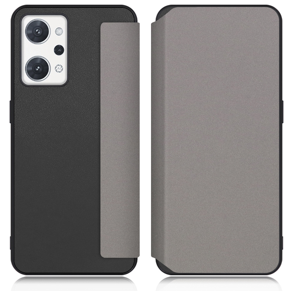 LOOF SKIN-FIT Series OPPO Reno7 A / Reno9 A OPG04 / CPH2523 用 [グレー] 手帳型ケース 携帯ケース 背面 ケース カバー ハードケース 背面カバー ストラップホール ブランド 人気 マグネット無し 薄い 軽い カード収納 撥水加工 コンパクト シンプル レディース メンズ