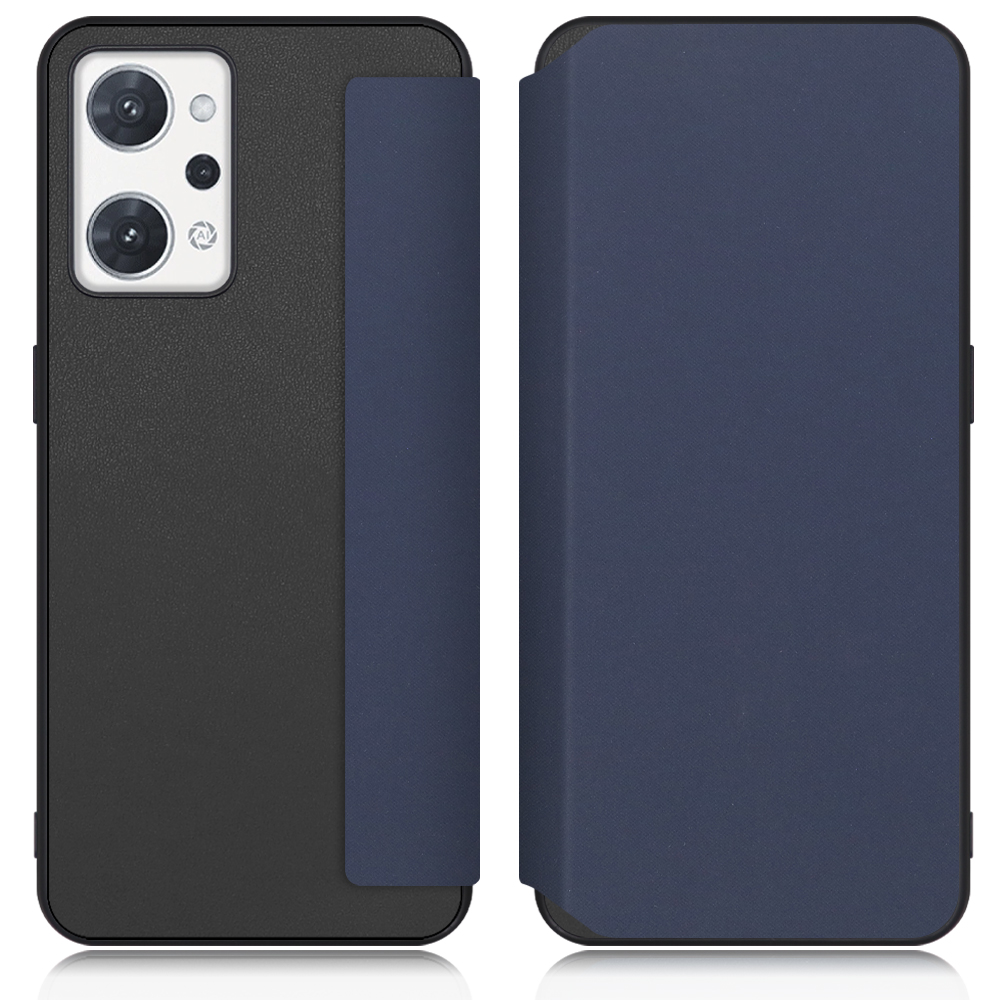 LOOF SKIN-FIT Series OPPO Reno7 A / Reno9 A OPG04 / CPH2523 用 [ネイビー] 手帳型ケース 携帯ケース 背面 ケース カバー ハードケース 背面カバー ストラップホール ブランド 人気 マグネット無し 薄い 軽い カード収納 撥水加工 コンパクト シンプル レディース メンズ