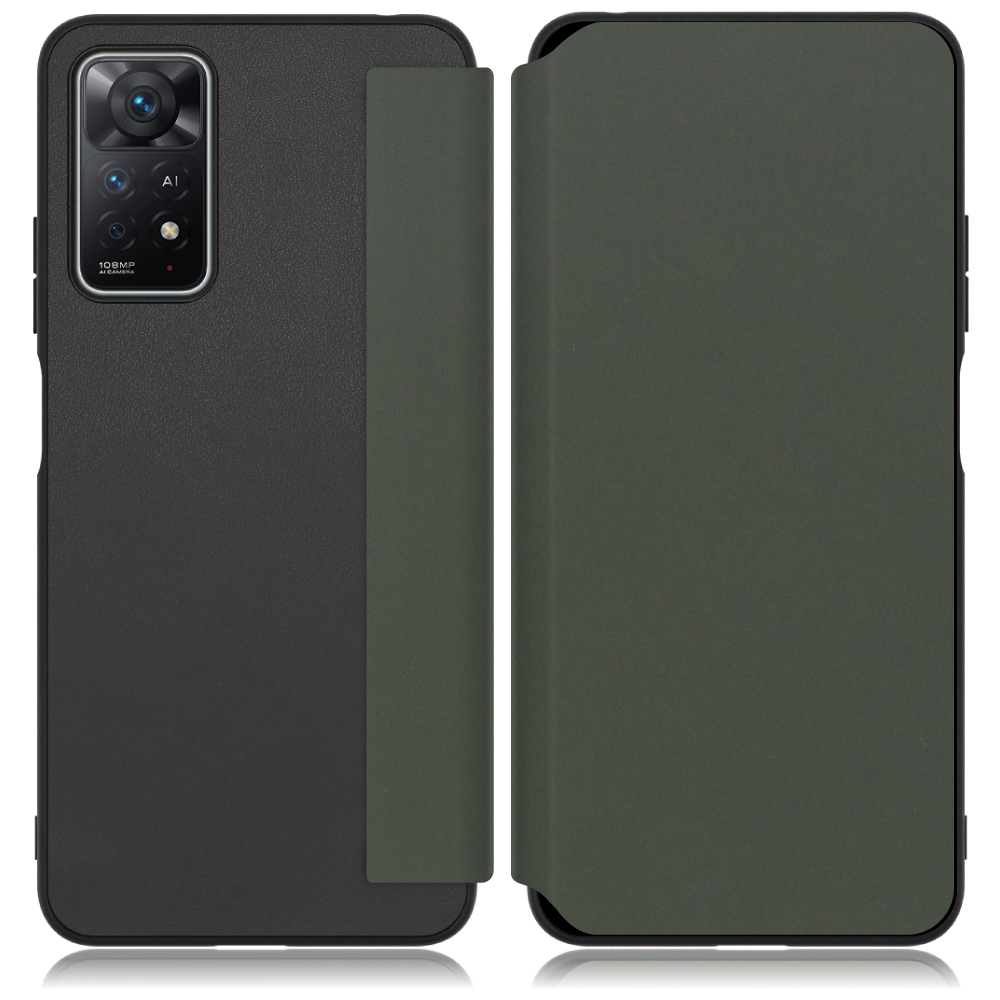 LOOF SKIN-FIT Series Xiaomi Redmi Note 11 Pro 5G 用 [エバーグリーン] 手帳型ケース 携帯ケース 背面 ケース カバー ハードケース 背面カバー ストラップホール ブランド 人気 マグネット無し 薄い 軽い カード収納 撥水加工 コンパクト シンプル レディース メンズ