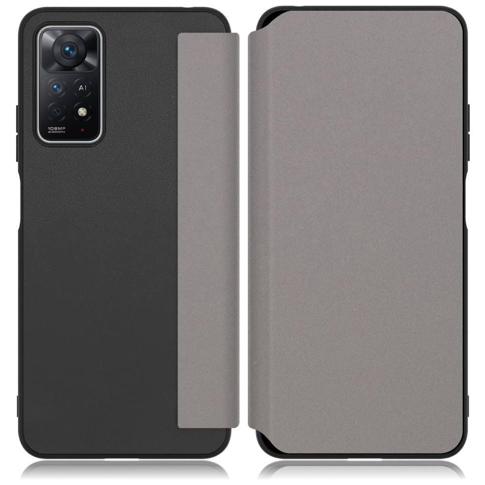 LOOF SKIN-FIT Series Xiaomi Redmi Note 11 Pro 5G 用 [グレー] 手帳型ケース 携帯ケース 背面 ケース カバー ハードケース 背面カバー ストラップホール ブランド 人気 マグネット無し 薄い 軽い カード収納 撥水加工 コンパクト シンプル レディース メンズ