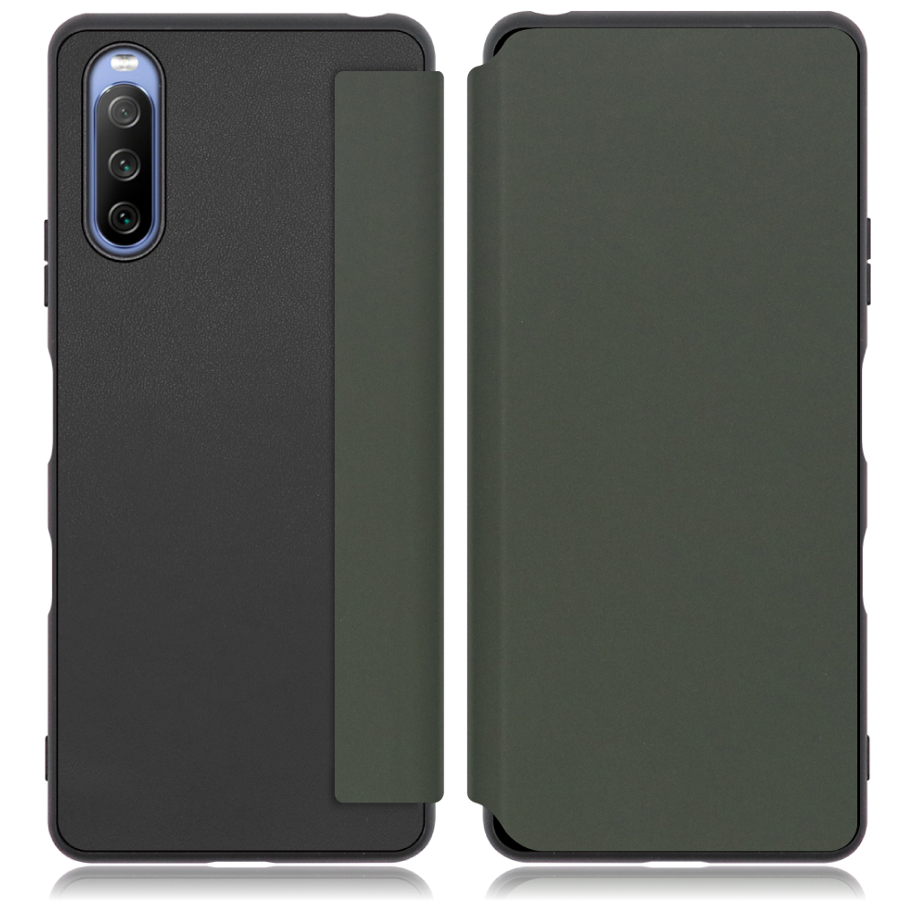 LOOF SKIN-FIT Series Xperia 10 IV / SO-52C / SOG07 用 [エバーグリーン] 手帳型ケース 携帯ケース 背面 ケース カバー ハードケース 背面カバー ストラップホール ブランド 人気 マグネット無し 薄い 軽い カード収納 撥水加工 コンパクト シンプル レディース メンズ