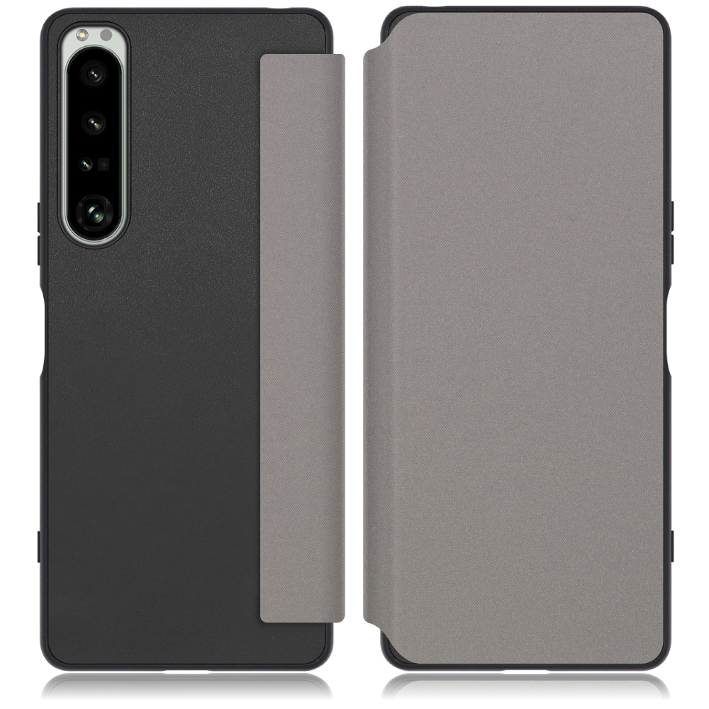 LOOF SKIN-FIT Series Xperia 1 IV / SO-51C / SOG06 用 [グレー] 手帳型ケース 携帯ケース 背面 ケース カバー ハードケース 背面カバー ストラップホール ブランド 人気 マグネット無し 薄い 軽い カード収納 撥水加工 コンパクト シンプル レディース メンズ