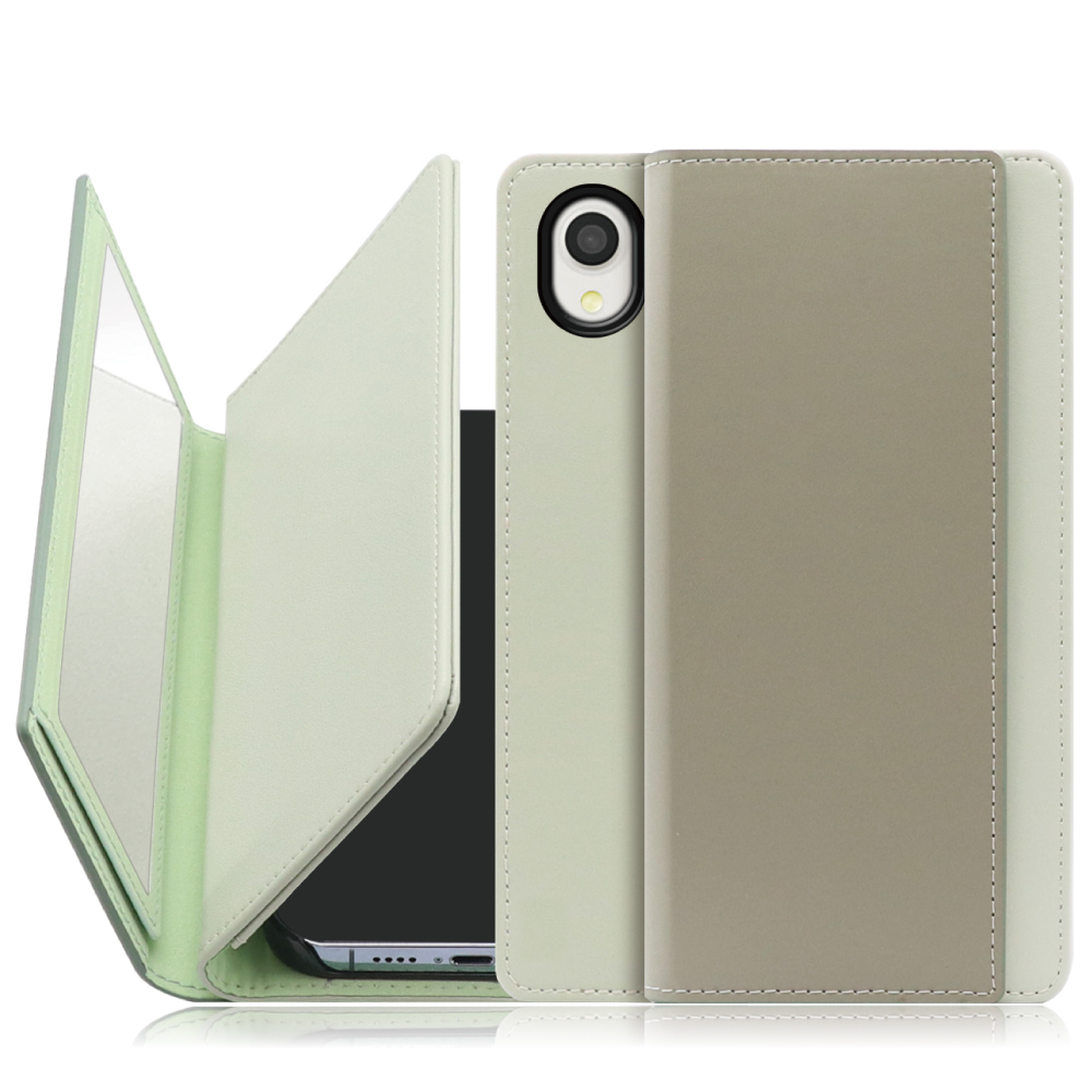 LOOF Mirror  Galaxy A22 5G / SC-56B  [抹茶グリーン] カード収納 ベルトなし スタンド ミラー 鏡 パステルカラー 化粧直し 鏡付き カードホルダー スタンド