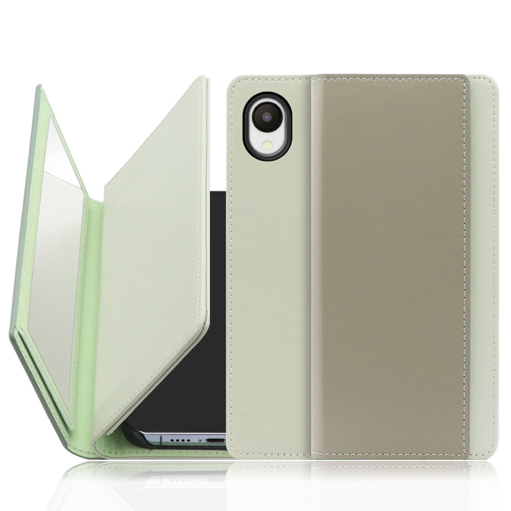 LOOF Mirror Series Galaxy A23 5G SC-56C / SCG18 ギャラクシー 用 [抹茶グリーン] 手帳型ケース カード収納 ベルトなし スタンド ミラー 鏡 パステルカラー 化粧直し 鏡付き カードホルダー スタンド