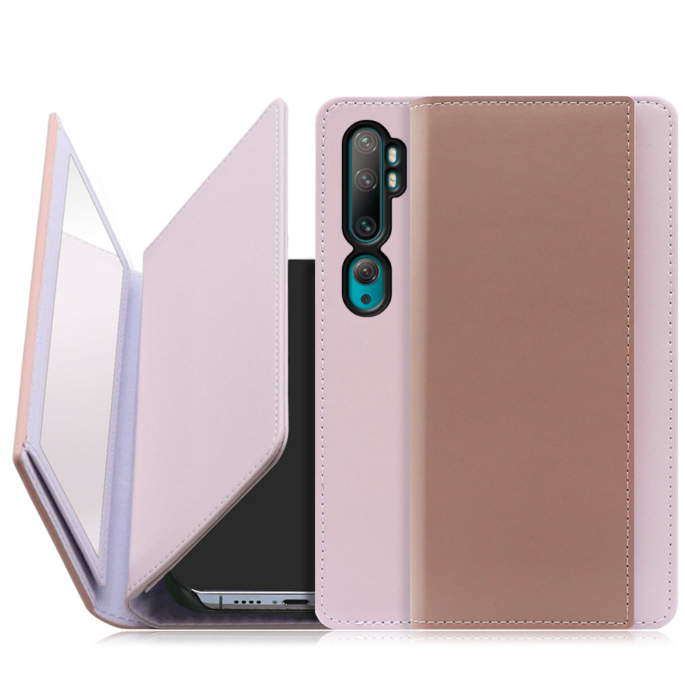 LOOF Mirror  Xiaomi Mi Note 10 / Mi Note 10 Pro / M1910F4G / M1910F4S [タロパープル] カード収納 ベルトなし スタンド ミラー 鏡 パステルカラー 化粧直し 鏡付き カードホルダー スタンド