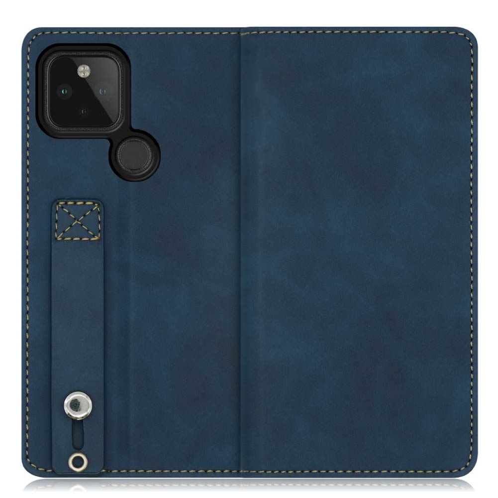 LOOF HOLD-LITE Series Google Pixel 5 用 [クラシックブルー]ケース カバー スマホケース 手帳型ケース 片手操作補助ベルト 薄型 大容量カード収納