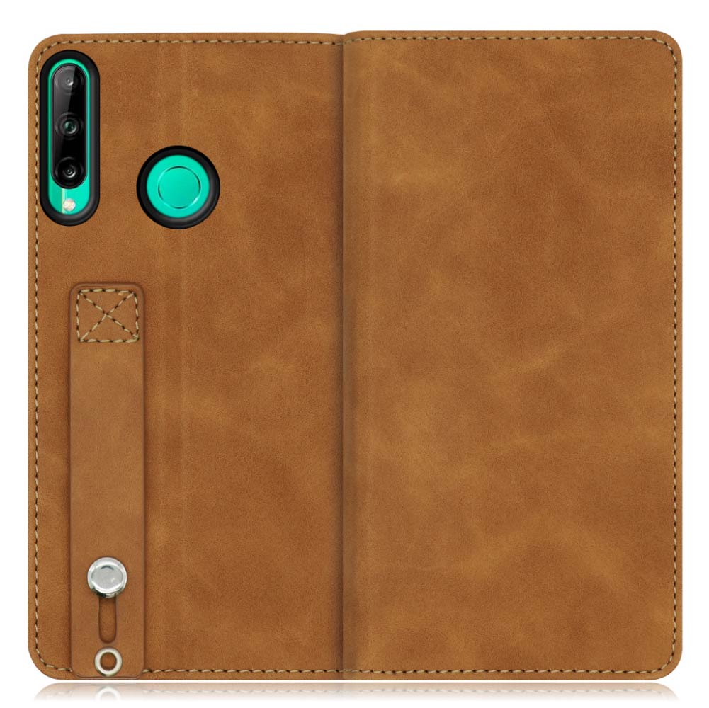 LOOF HOLD-LITE Series HUAWEI P40 lite E 用 [サンドブラウン] ケース カバー スマホケース 手帳型ケース 片手操作補助ベルト 薄型 大容量カード収納
