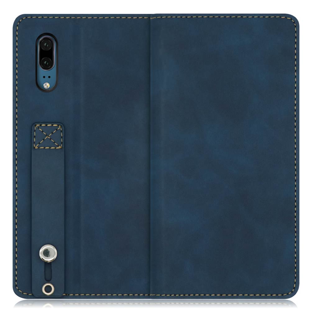 LOOF HOLD-LITE Series HUAWEI P20 用 [クラシックブルー] ケース カバー スマホケース 手帳型ケース 片手操作補助ベルト 薄型 大容量カード収納