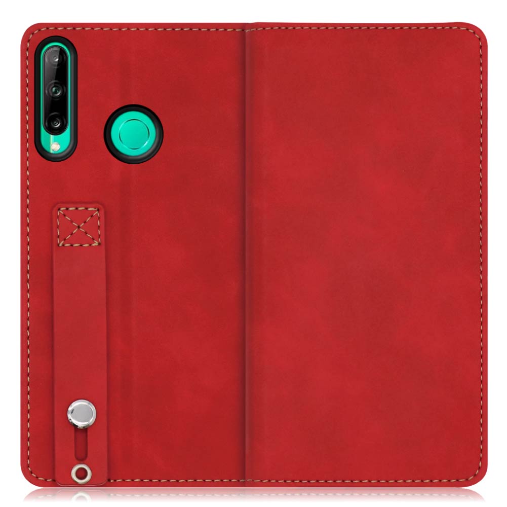 LOOF HOLD-LITE Series HUAWEI P40 lite E 用 [ロイヤルレッド] ケース カバー スマホケース 手帳型ケース 片手操作補助ベルト 薄型 大容量カード収納