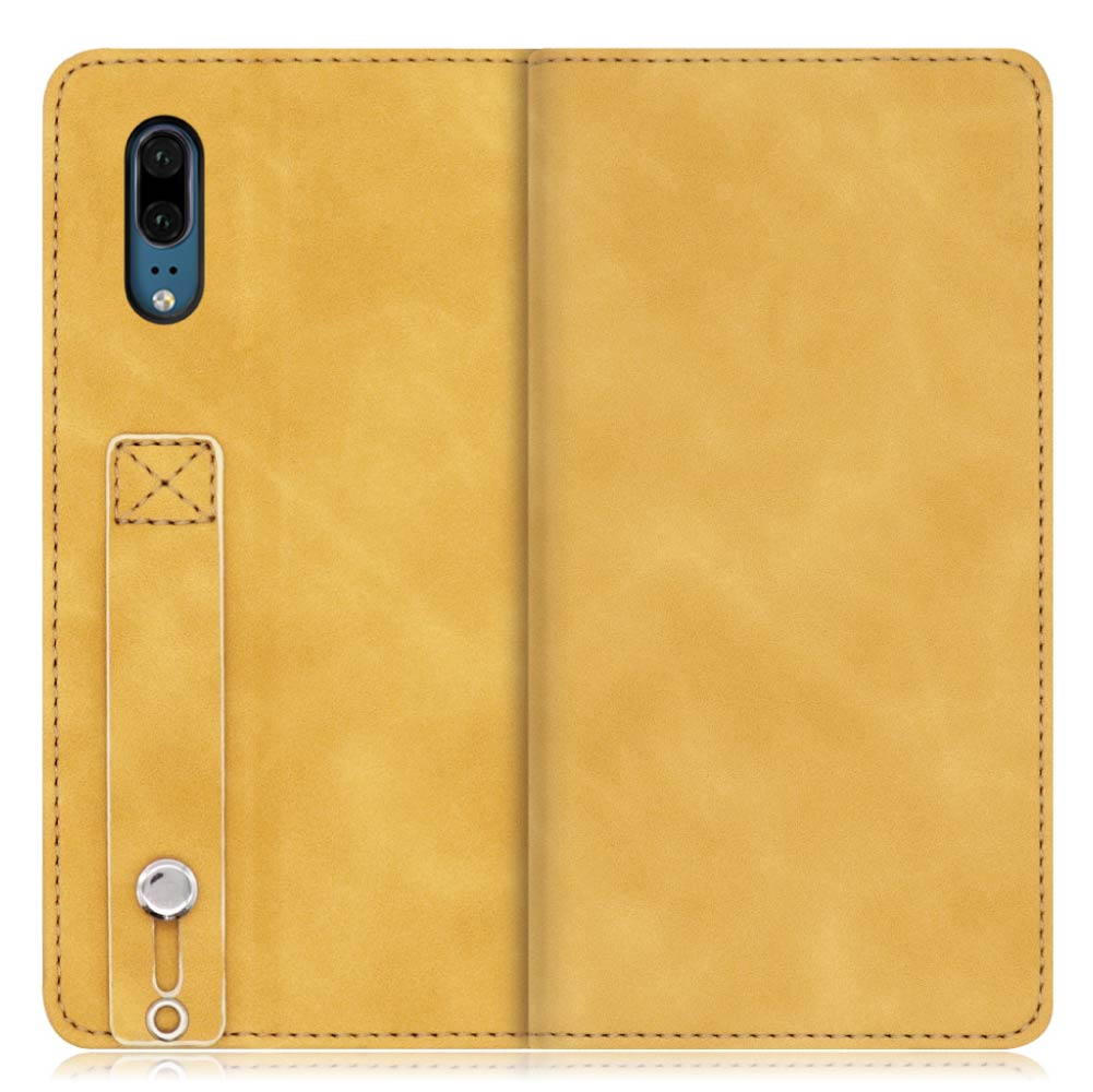 LOOF HOLD-LITE Series HUAWEI P20 用 [ゴールデンイエロー] ケース カバー スマホケース 手帳型ケース 片手操作補助ベルト 薄型 大容量カード収納