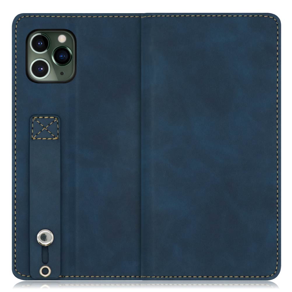 LOOF HOLD-LITE Series iPhone 11 Pro 用 [クラシックブルー]ケース カバー スマホケース 手帳型ケース 片手操作補助ベルト 薄型 大容量カード収納