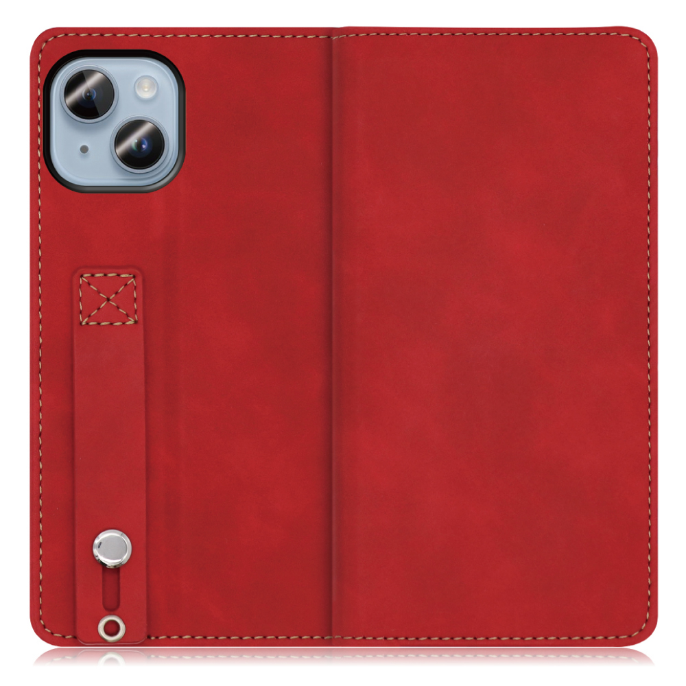 LOOF HOLD-LITE Series iPhone 14 Plus 用 [ロイヤルレッド] ケース カバー スマホケース 手帳型ケース 片手操作補助ベルト 薄型 大容量カード収納